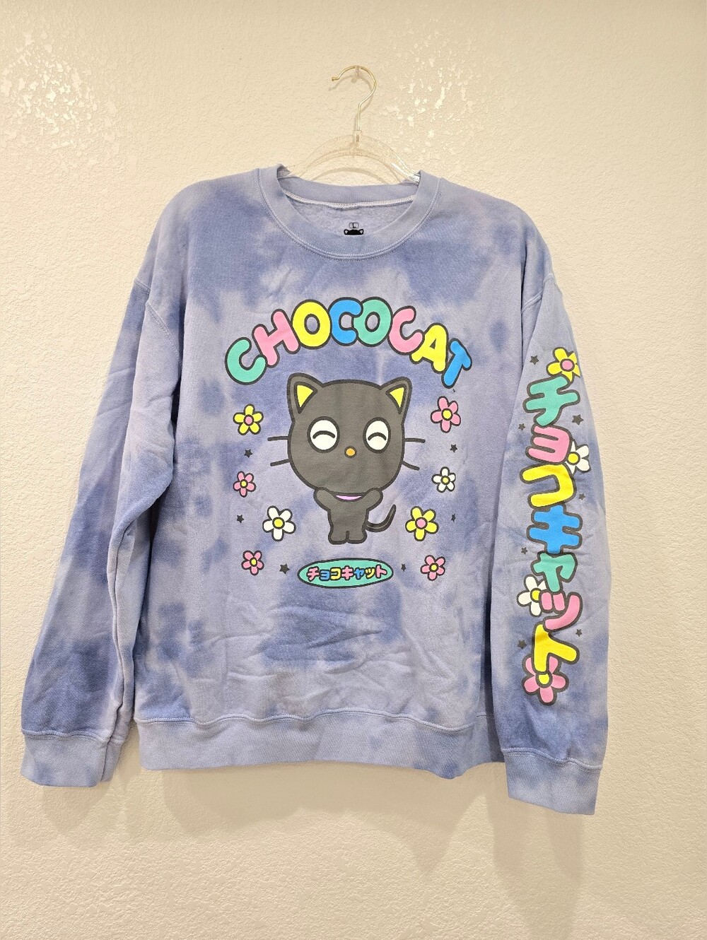 Sanrio Chococat Flowers Lavender Tie-Dye Sweatshirt L